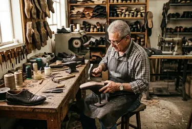 Artífice reformando um sapato social.